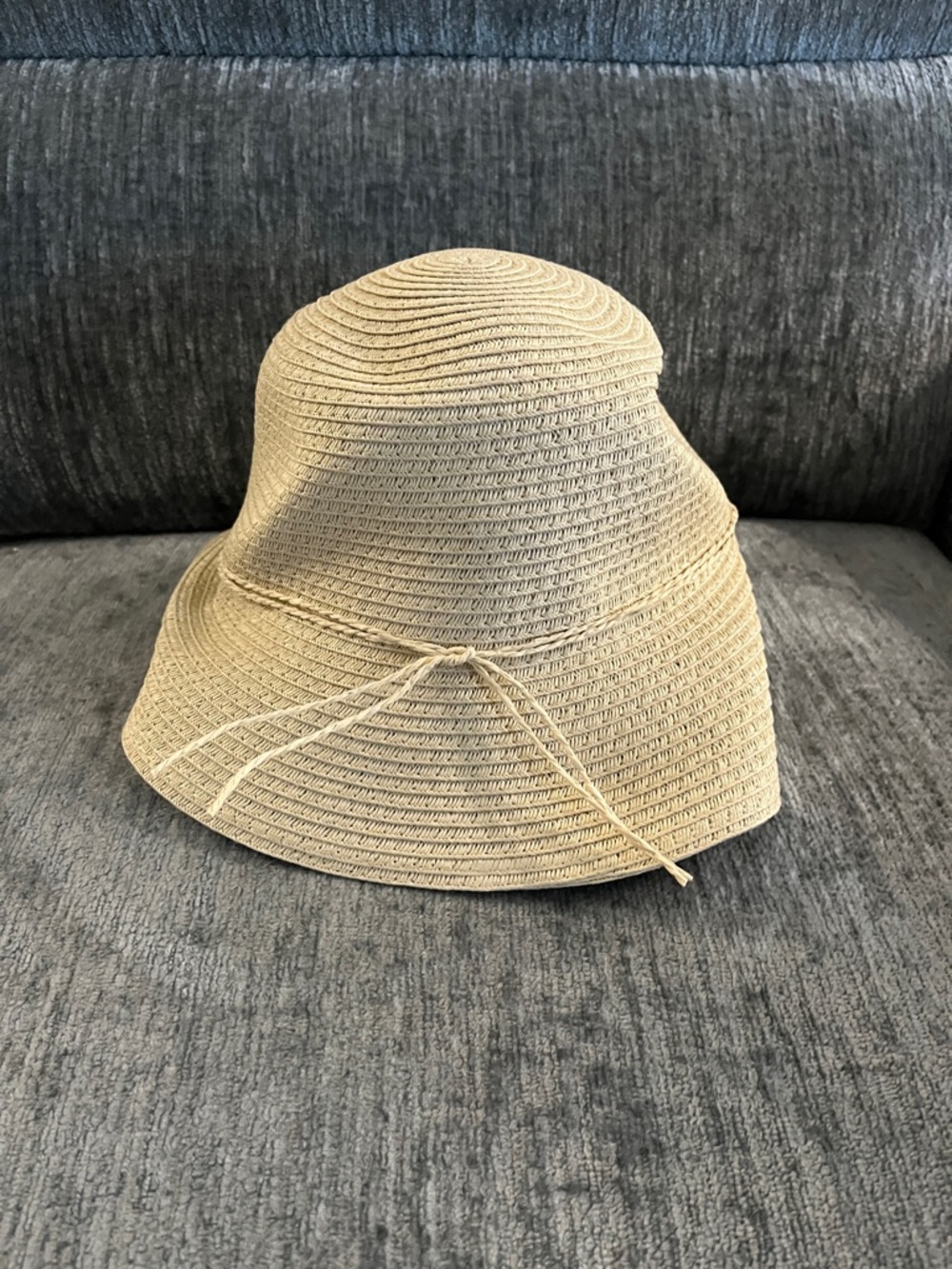 Style & Co. Beige Straw Bucket Hat with Tie Detail